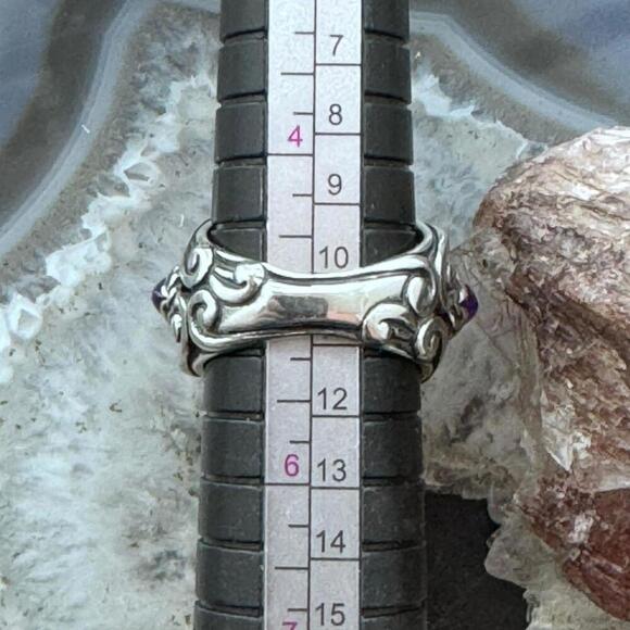 Carolyn Pollack Sterling 3 Amethyst Decorated Doublet Ring Size 5 For Women - Picture 10 of 10